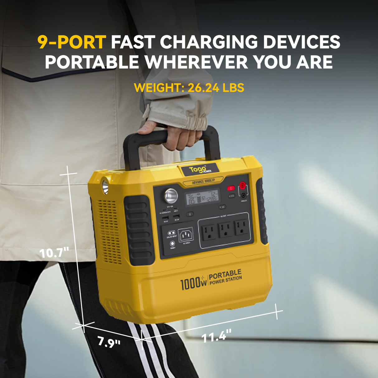 Station d'energie - TOGO POWER - Technologie batterie LiFEPO4 - ADVANCE1000LFP - Sortie max AC 2000W