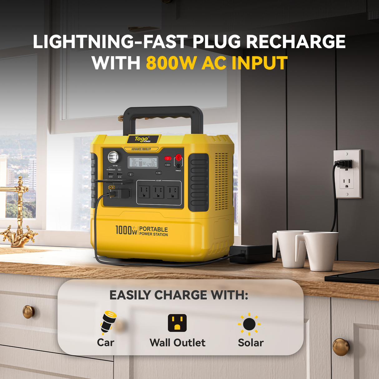 Station d'energie - TOGO POWER - Technologie batterie LiFEPO4 - ADVANCE1000LFP - Sortie max AC 2000W