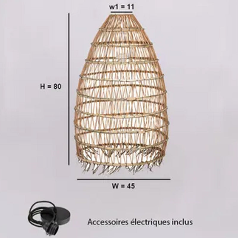 Abat-jour pour suspension Lyna en jonc de mer - ⌀ 45 cm - marron