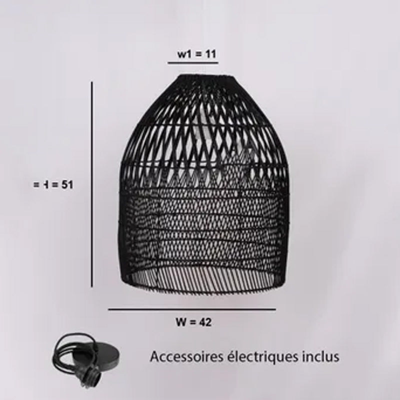 Abat-jour pour suspension Marco en rotin - ⌀ 42 cm - noir