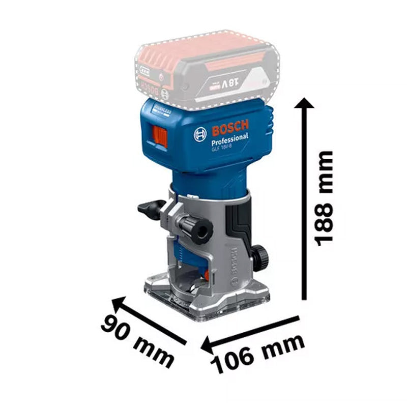 Affleureuse sans-fil BOSCH GLF 18V-8 - 0 601 B51 100 Professional (vendu sans batterie) en L-BOXX avec accessoires
