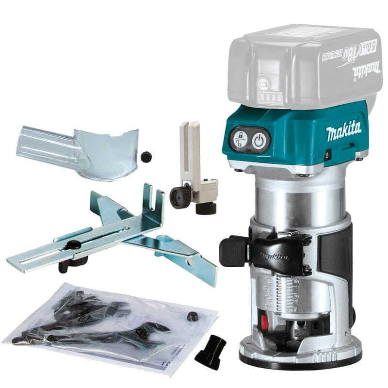 Affleureuse sans fil 18V MAKITA DRT50ZX4 avec accessoires