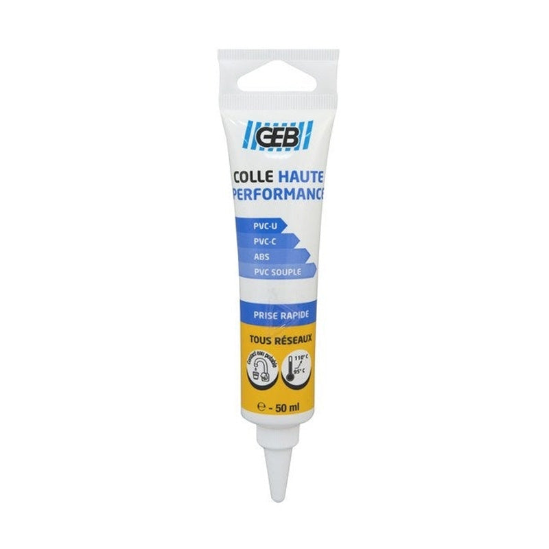 Colle haute performance GEB polyvalente pour assemblage de canalisations en PVC 50 ml