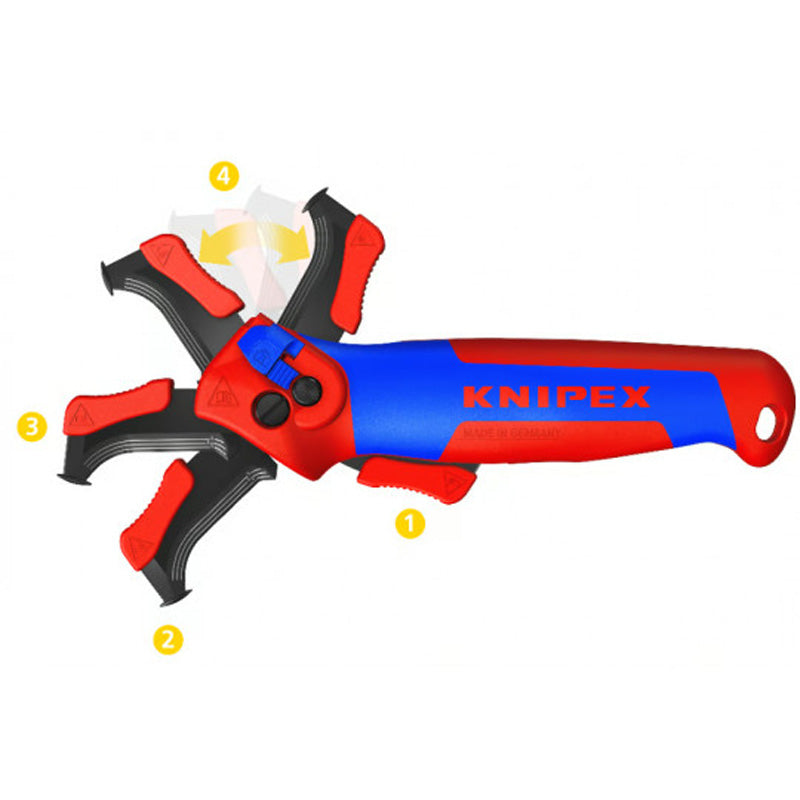 Couteau d'électricien 180mm - Lame avec sabot de guidage - 3 positions de coupe KNIPEX - 1650145SB