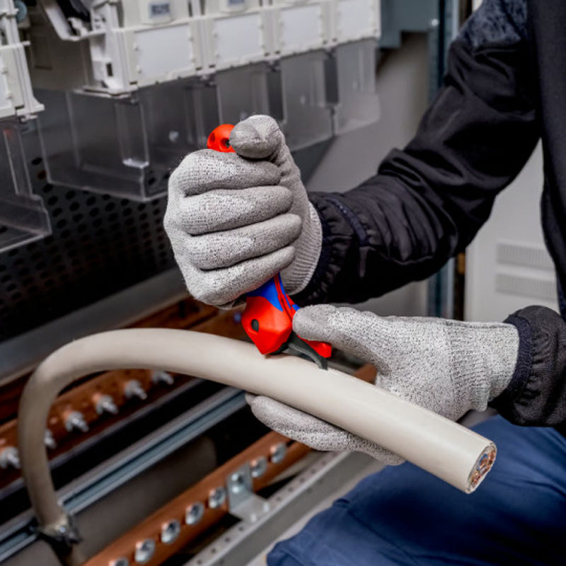 Couteau d'électricien 180mm - Lame avec sabot de guidage - 3 positions de coupe KNIPEX - 1650145SB