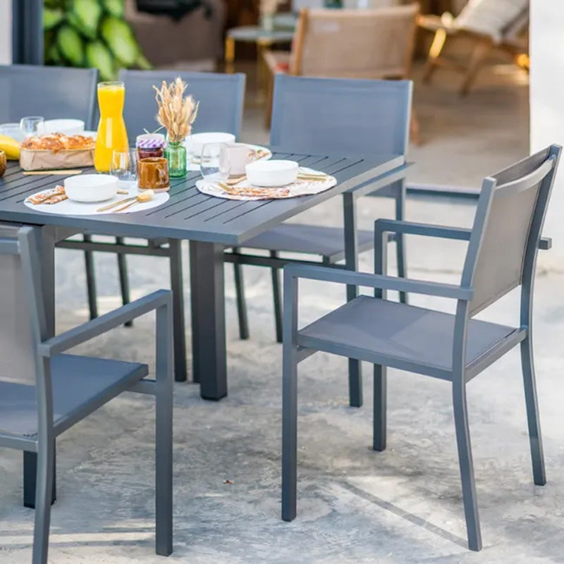 Chaise Maxime en aluminium et textile gris foncé