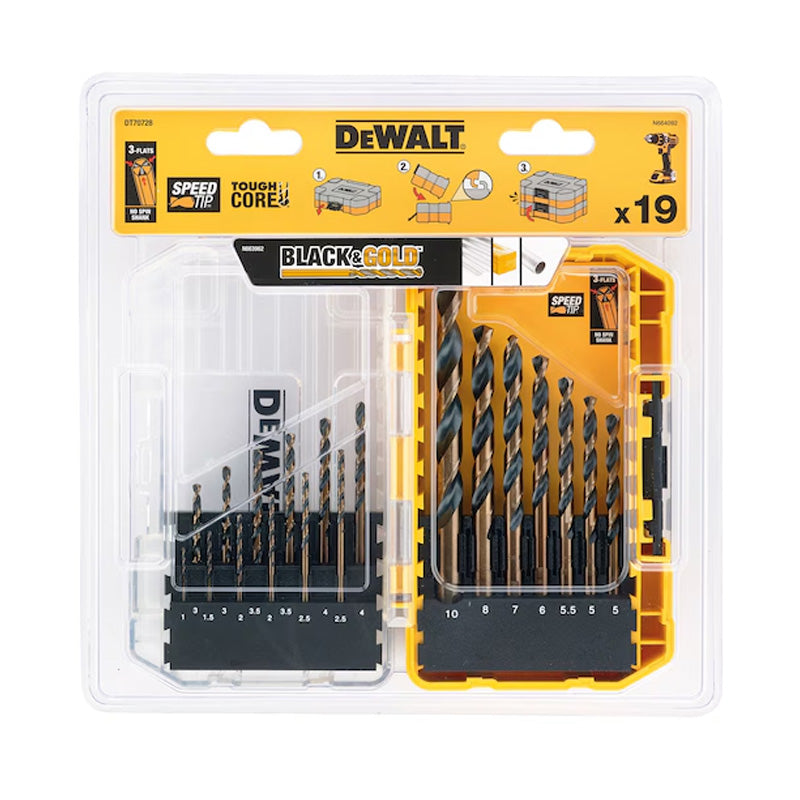 Coffret de 19 forets multi-matériaux DEWALT DT70728-QZ Black&Gold
