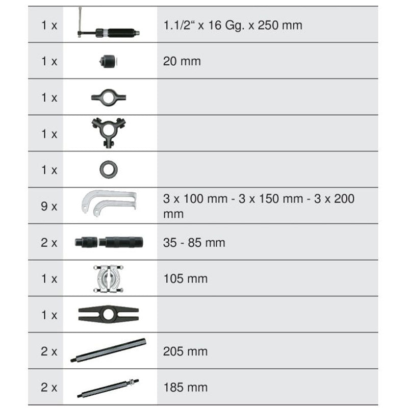 Coffret d'extracteur hydraulique 10t, 22 pièces - KS TOOLS - 700.1200