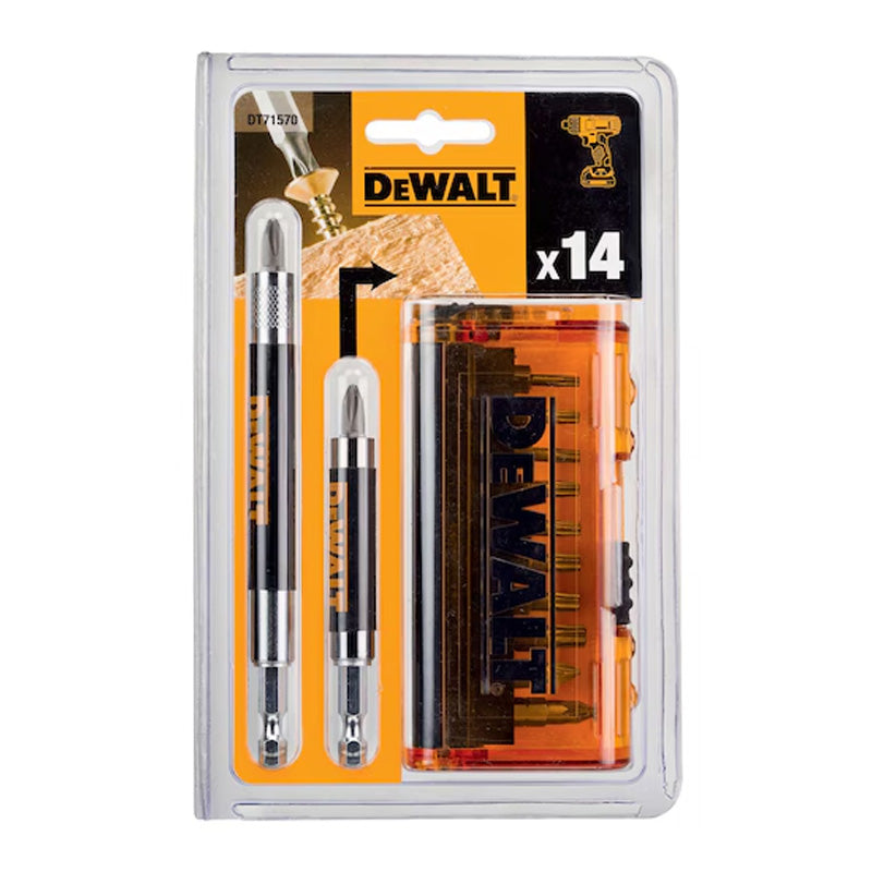 Coffret de 14 pièces avec embouts de vissage 25 mm DEWALT DT71570-QZ avec 2 portes-embouts magnétiques