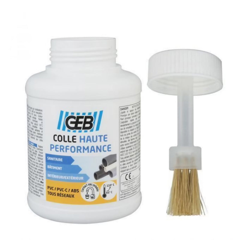 Colle haute performance GEB pour assemblage de canalisations en PVC 250 ml