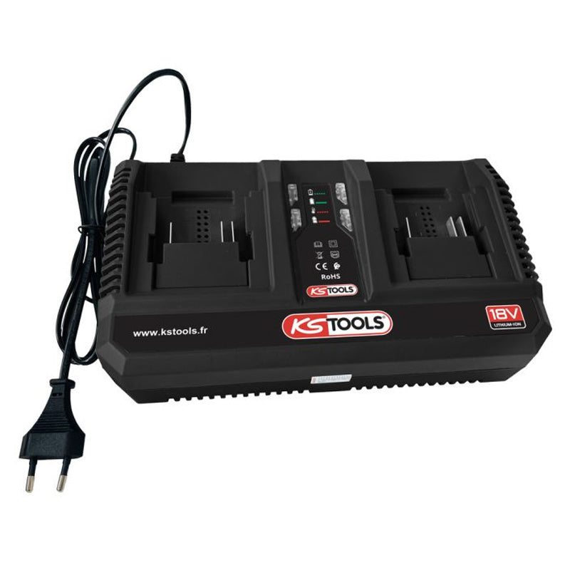 Double chargeur rapide 18V 8A pour batteries 515.4702F et 515.4705F - KS TOOLS - 515.4706F