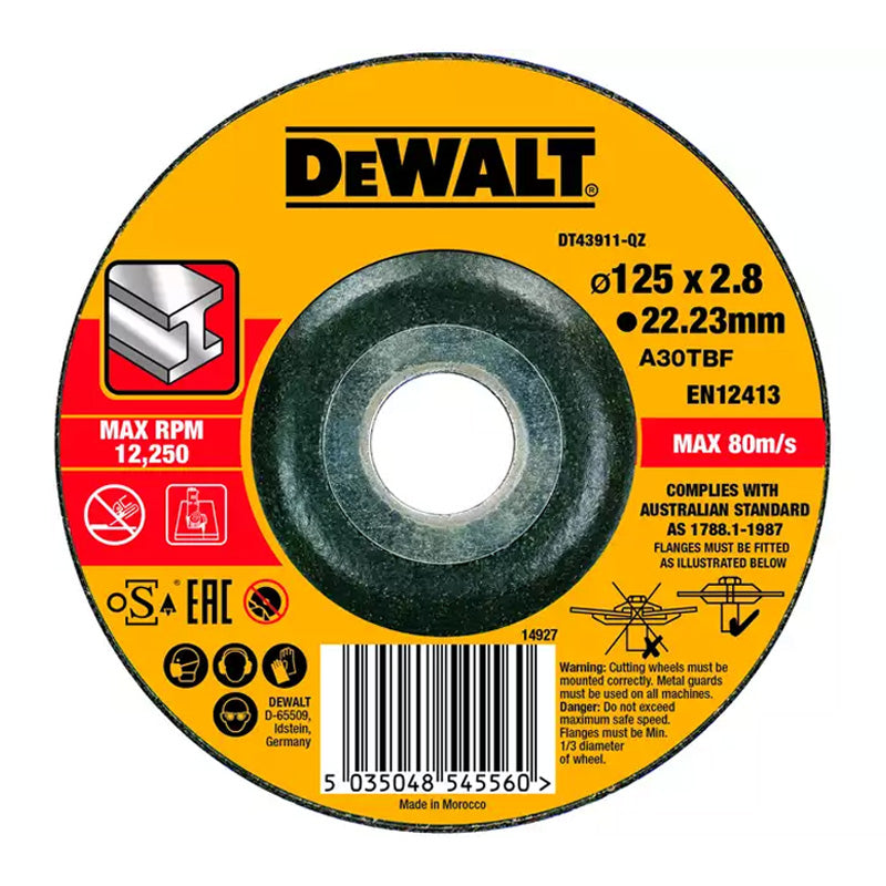 Disque à tronçonner l'inox 125x22,2mm, moyeu plat DEWALT