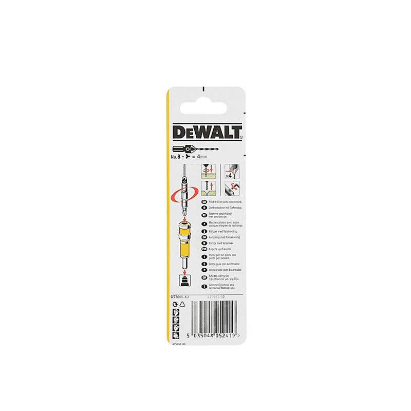 Mèche pilote et fraise à chanfreiner Taille No.8 DEWALT DT7605-QZ