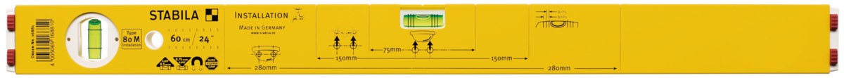 Niveaux à bulle Type 80 M Installation, 60 cm STABILA 16881