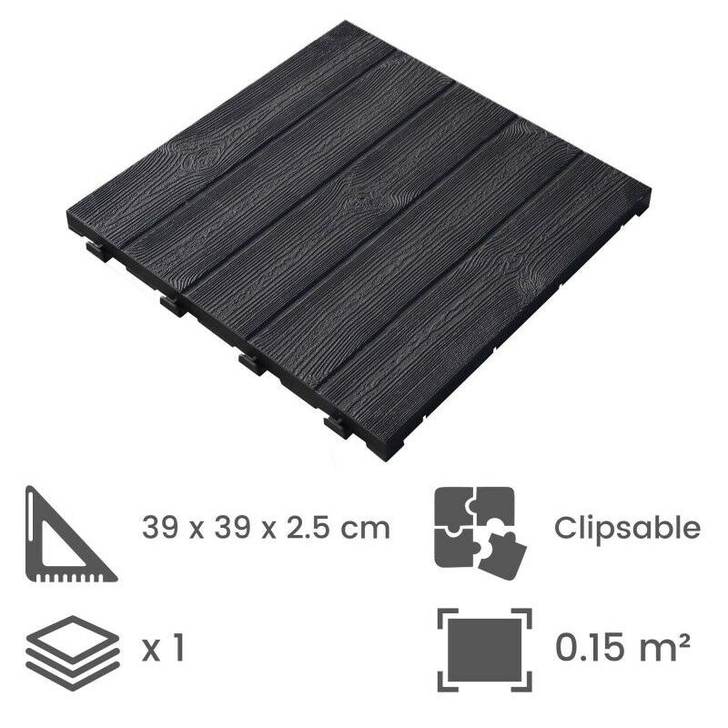 Dalle PVC clipsable autoportante "Effet bois" - Marron Taupe 39 x 39 cm