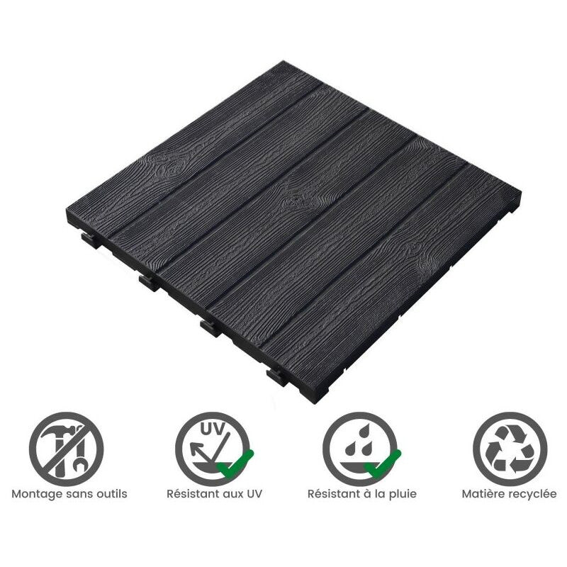 Dalle PVC clipsable autoportante "Effet bois" - Marron Taupe 39 x 39 cm