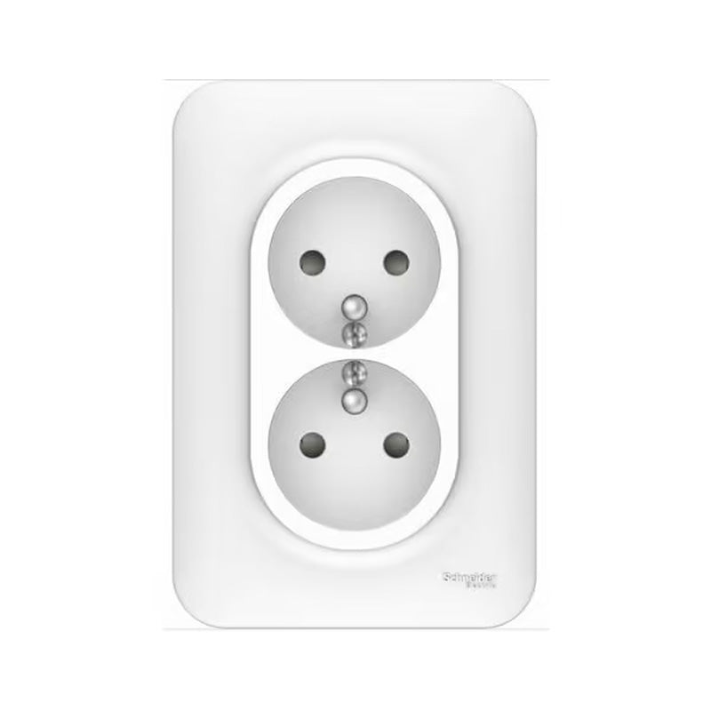 Double prise de courant 2P+T OVALIS SCHNEIDER S262089 avec terre 250V