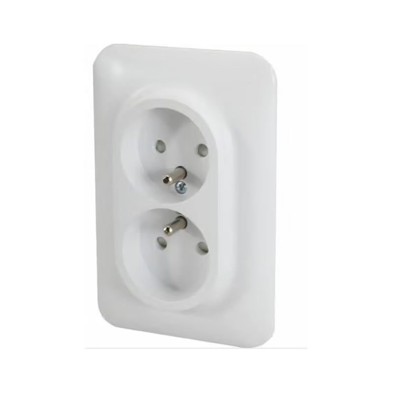 Double prise de courant 2P+T OVALIS SCHNEIDER S262089 avec terre 250V