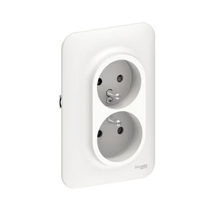 Double prise de courant 2P+T OVALIS SCHNEIDER S262089 avec terre 250V