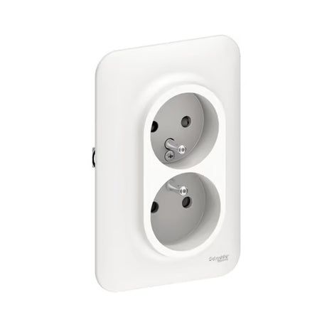 Double prise de courant 2P+T OVALIS SCHNEIDER S262089 avec terre 250V