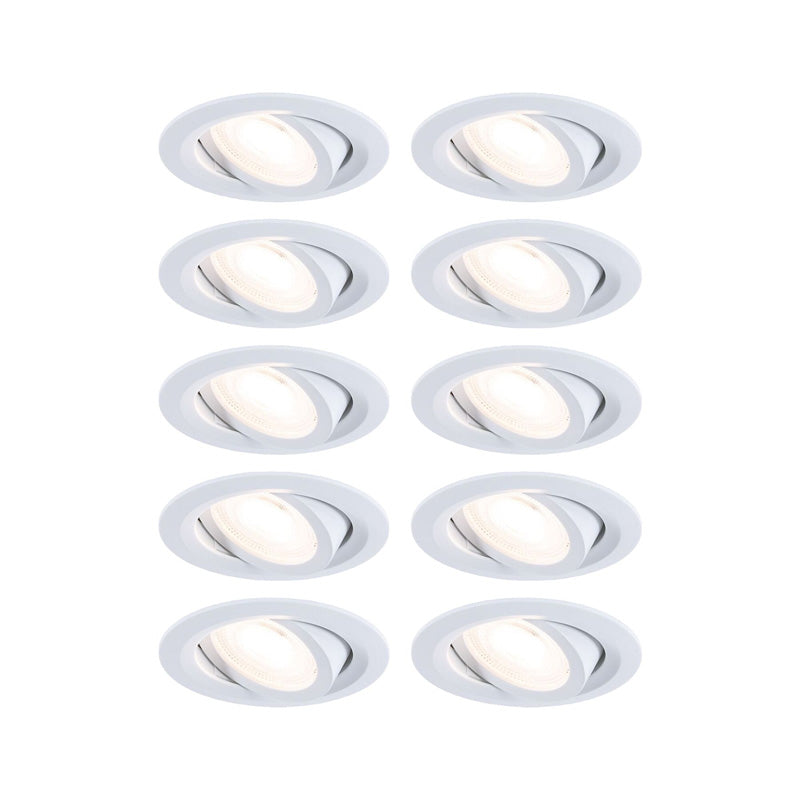 x10 Encastré LED orientable 25° - Paulmann - 93164 - D.82mm - 4,6W - 460lm - 3000K - 3StepDim - Blanc - Lot de 10