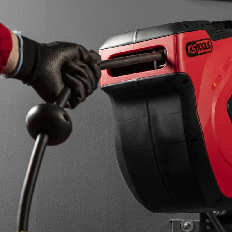 Enrouleur air et eau 3/8'' avec tuyau Ø10mm, raccord 1/4'' - 15m - KS TOOLS - 515.3440