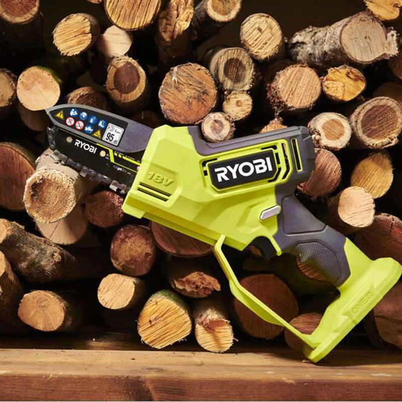 Élagueur à main 18V - RYOBI RY18PSX10A-0 - Brushless / moteur sans charbons - guide 10 cm - 6 m/s - tendeur sans outil (vendu sans batterie)