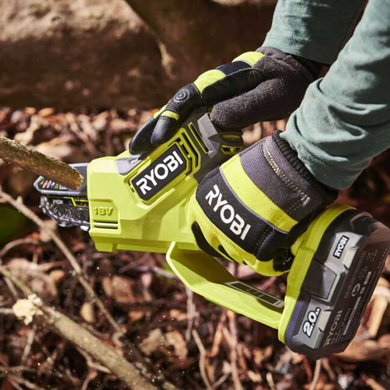 Élagueur à main 18V - RYOBI RY18PSX10A-0 - Brushless / moteur sans charbons - guide 10 cm - 6 m/s - tendeur sans outil (vendu sans batterie)