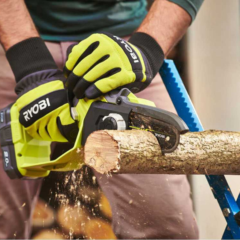 Élagueur à main 18V - RYOBI RY18PSX10A-0 - Brushless / moteur sans charbons - guide 10 cm - 6 m/s - tendeur sans outil (vendu sans batterie)