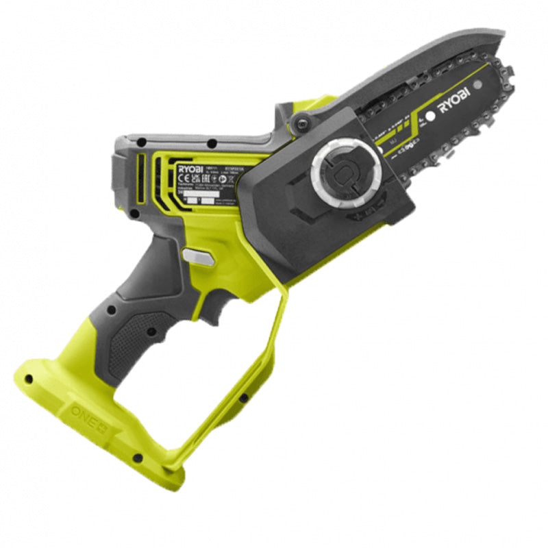 Élagueur à main 18V - RYOBI RY18PSX10A-0 - Brushless / moteur sans charbons - guide 10 cm - 6 m/s - tendeur sans outil (vendu sans batterie)