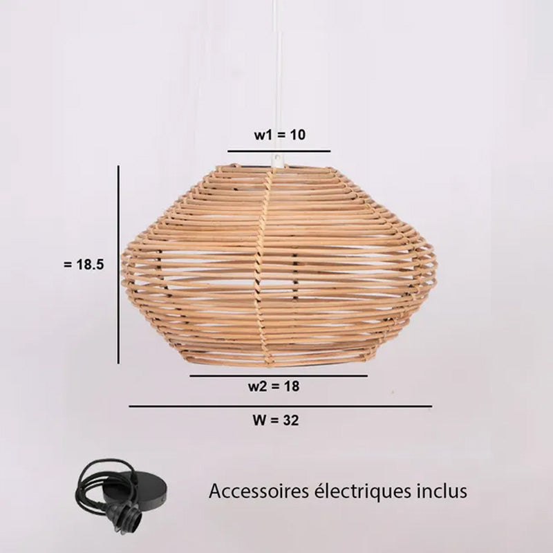 Abat-jour pour suspension Esteban en rotin - ⌀ 32 cm - marron