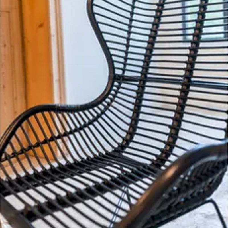 Fauteuil papillon Victoria - 98 x 80 x 81 cm - métal & rotin - noir