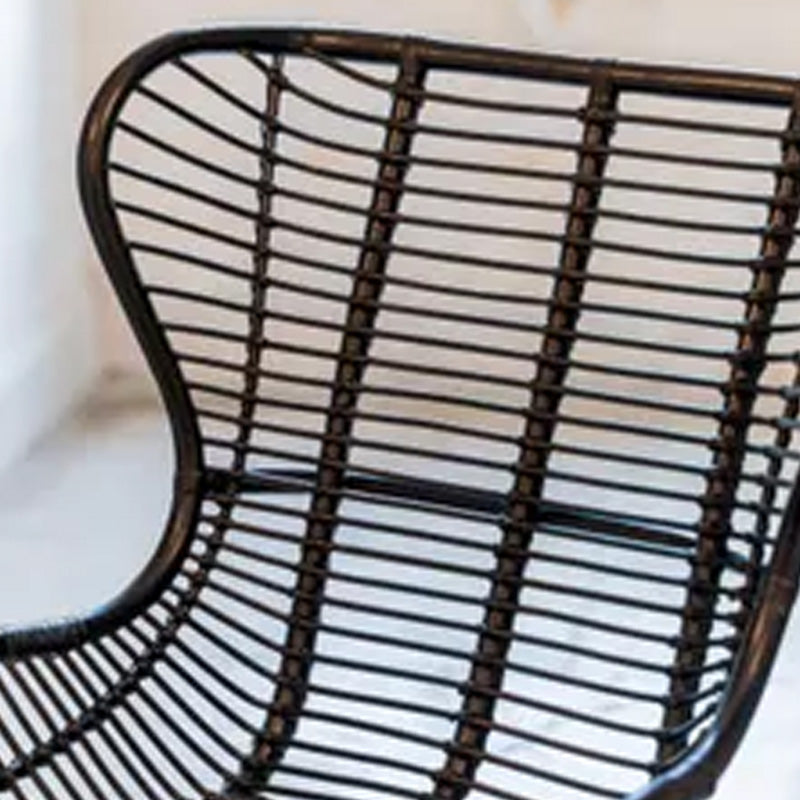 Fauteuil papillon Victoria - 98 x 80 x 81 cm - métal & rotin - noir