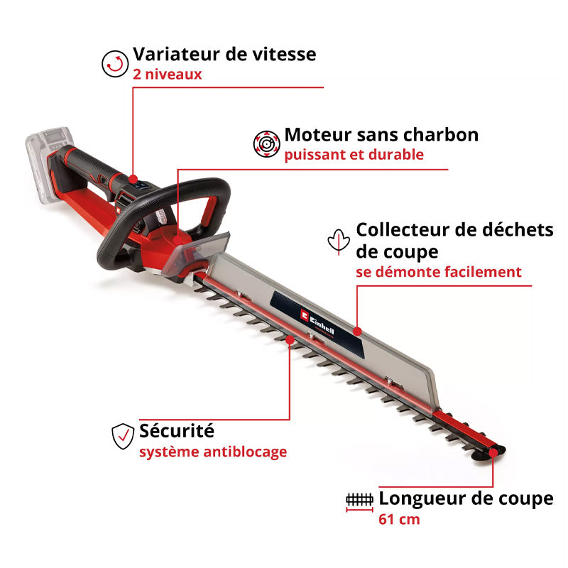 Taille-haies sans fil EINHELL GP-CH 18/61 Li BL (vendu sans batterie)