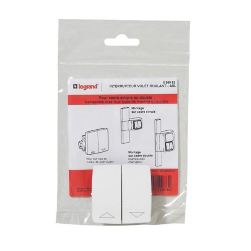 Interrupteur de volets roulants pour moulure appareillage saillie LEGRAND 098982 blanc