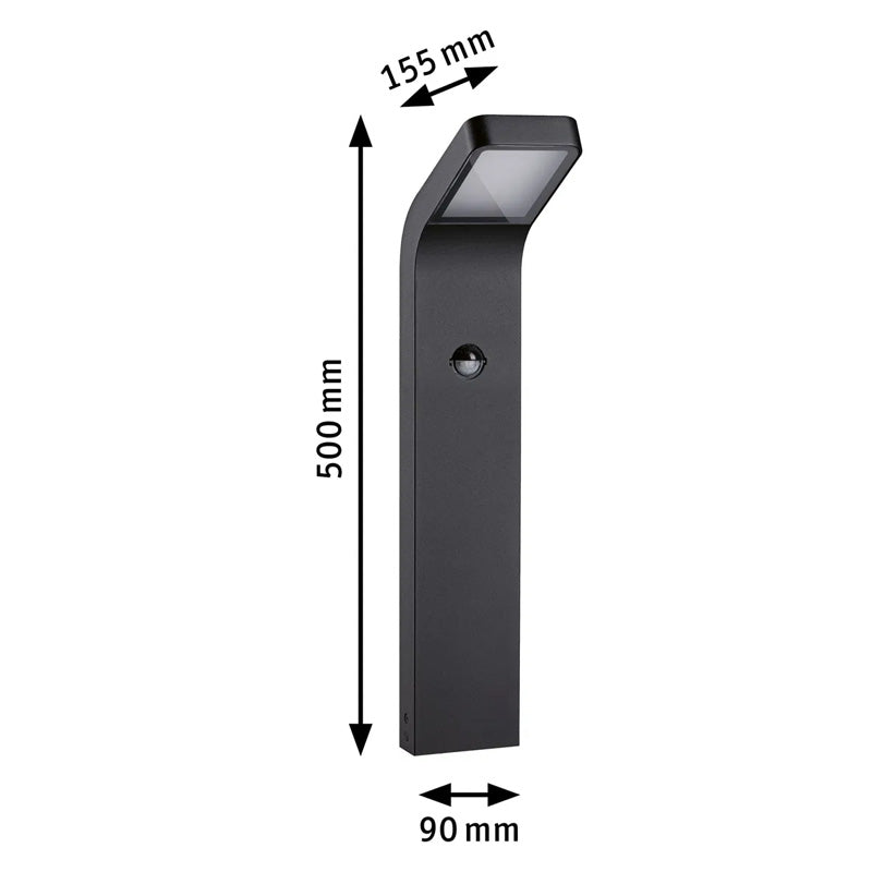 Borne lumineuse Kulma avec détecteur de mouvement Extérieur - Paulmann - 94747 - 230V - 7,5W - 1000lm - 3000K - IP44 - Bord de mer