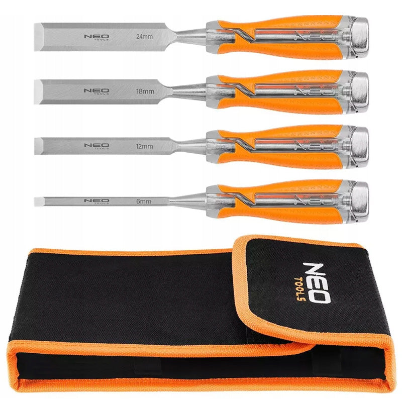 Jeu de ciseaux 6, 12, 18, 24 mm, manche bi-matière, en coffret - NEO TOOLS - 37-900