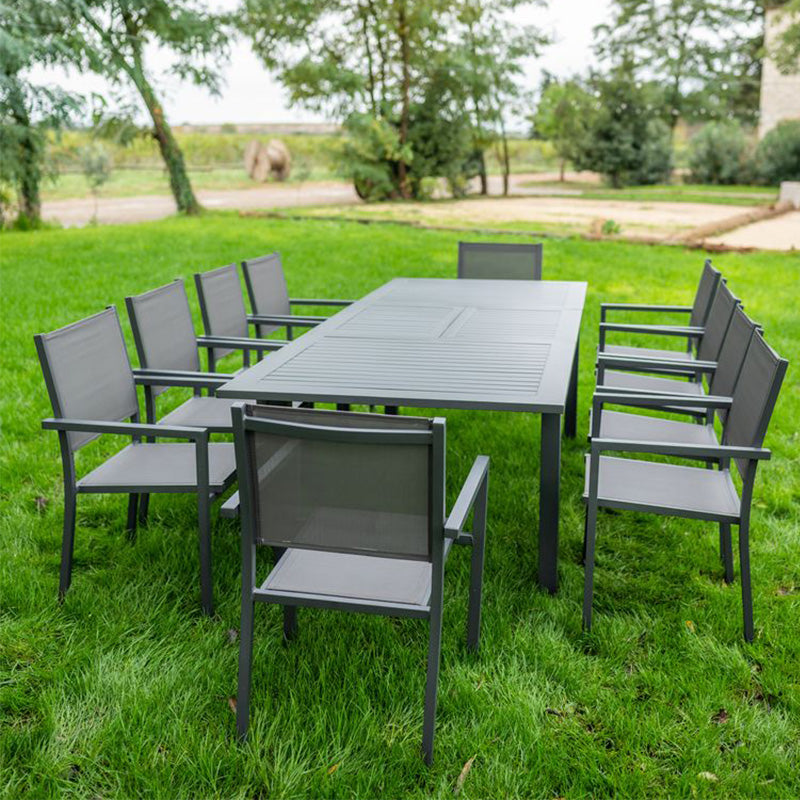 Pack de 5 chaises Jean - 56,5 x 60 x 90 cm - aluminium & textile - anthracite