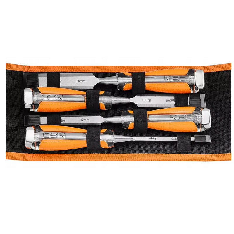 Jeu de ciseaux 6, 12, 18, 24 mm, manche bi-matière, en coffret - NEO TOOLS - 37-900