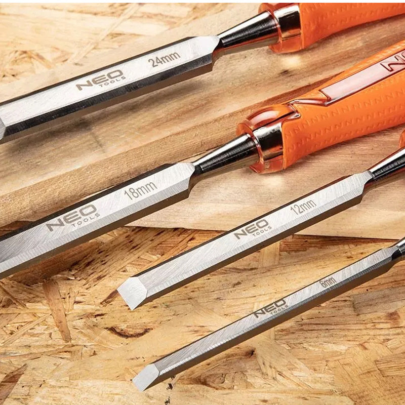 Jeu de ciseaux 6, 12, 18, 24 mm, manche bi-matière, en coffret - NEO TOOLS - 37-900