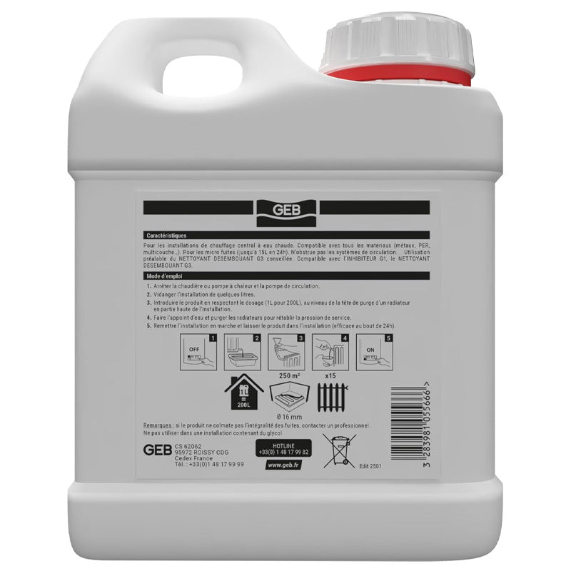 Liquide colmatant universel de micro fuites G4+ GEB pour colmatage des micros fuites 1L
