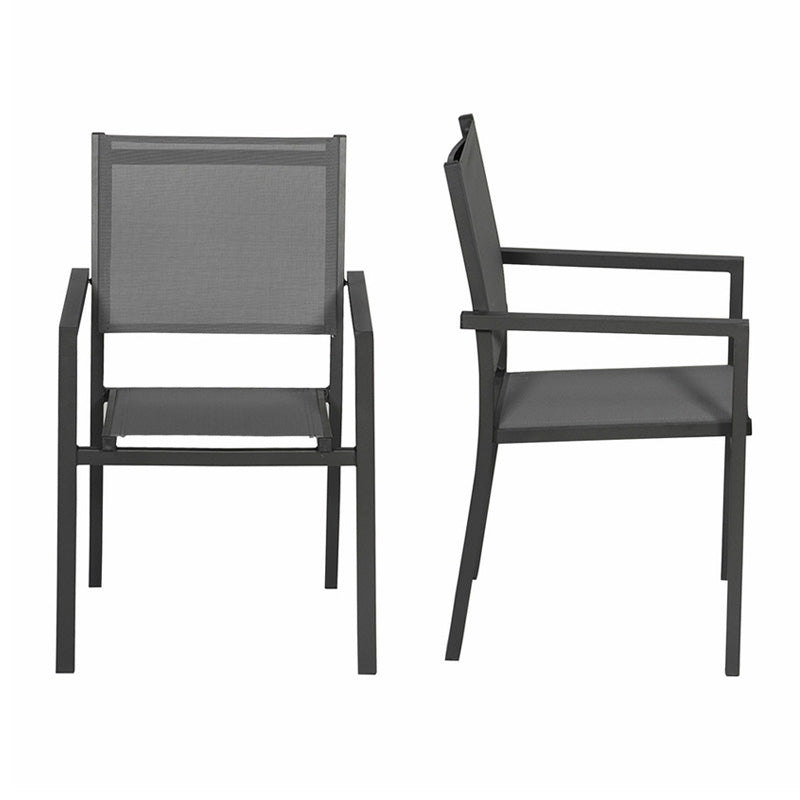 Pack de 5 chaises Jean - 56,5 x 60 x 90 cm - aluminium & textile - anthracite