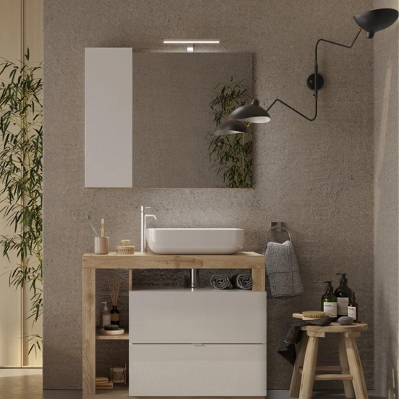 Meuble salle de bain sur pieds ARREDOBAGNO CAMPANELLI 2 tiroirs + 3 niches + vasque à poser 92cm