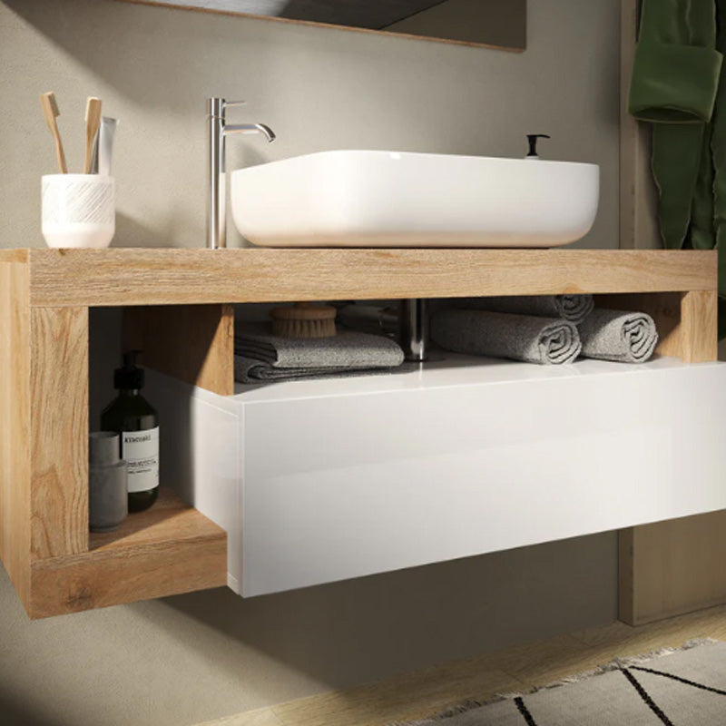 Meuble salle de bain suspendu ARREDOBAGNO CAMPANELLI 1 Tiroir + 2 niches + vasque à poser 92cm