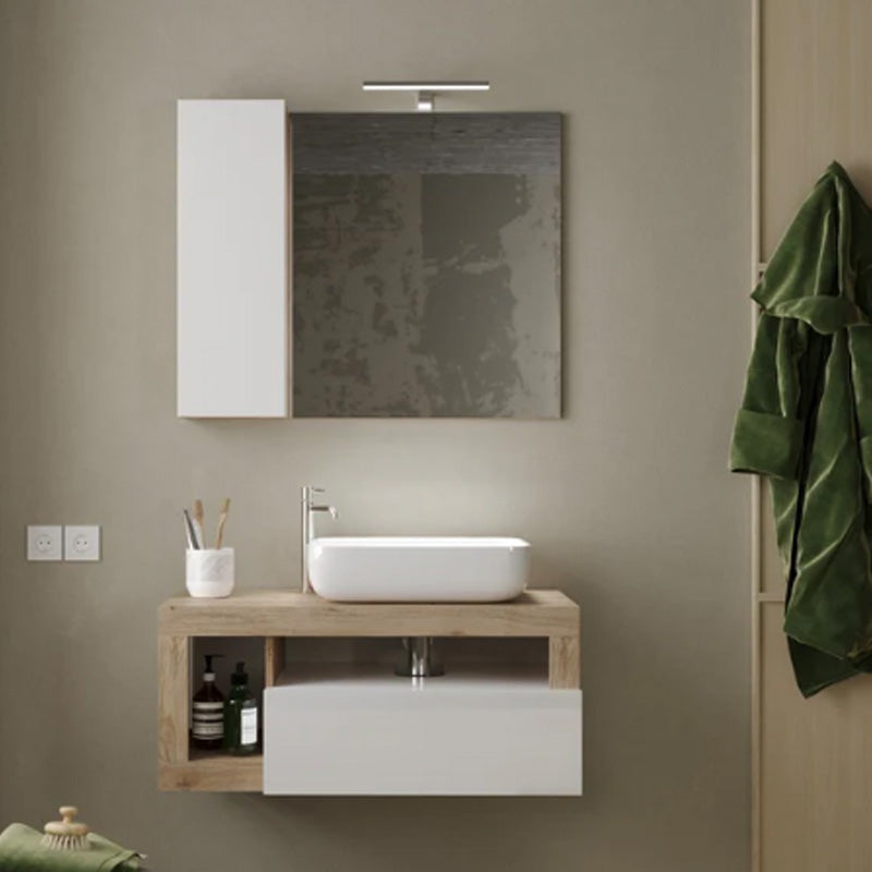 Meuble salle de bain suspendu ARREDOBAGNO CAMPANELLI 1 Tiroir + 2 niches + vasque à poser 92cm