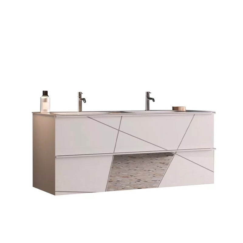 Meuble salle de bain suspendu ARREDOBAGNO CAMPANELLI Miroir - 2 tiroirs + double vasque 120cm