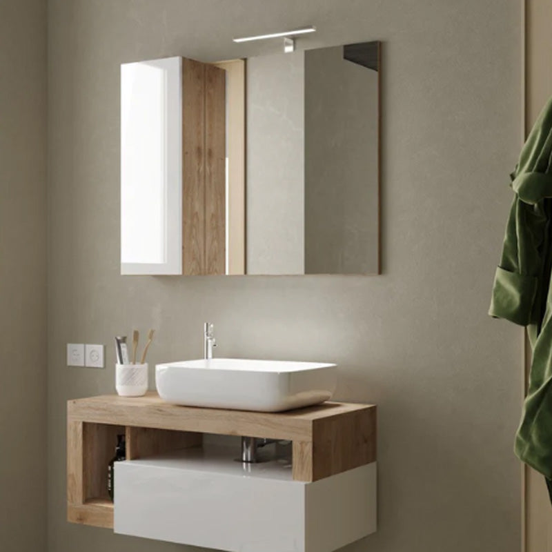 Meuble salle de bain suspendu ARREDOBAGNO CAMPANELLI 1 Tiroir + 2 niches + vasque à poser 92cm