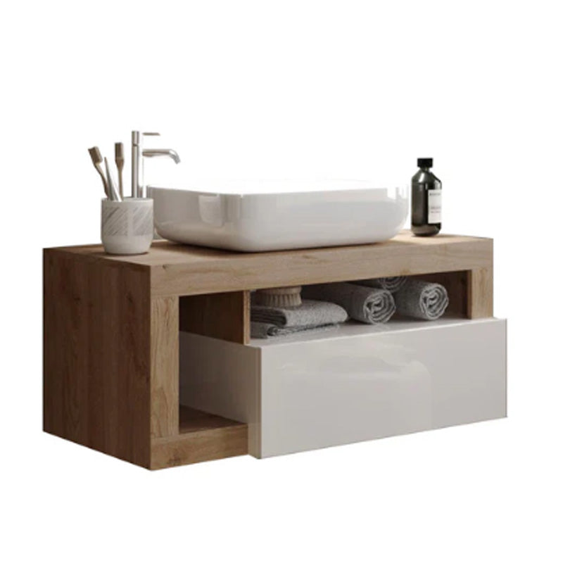 Meuble salle de bain suspendu ARREDOBAGNO CAMPANELLI 1 Tiroir + 2 niches + vasque à poser 92cm