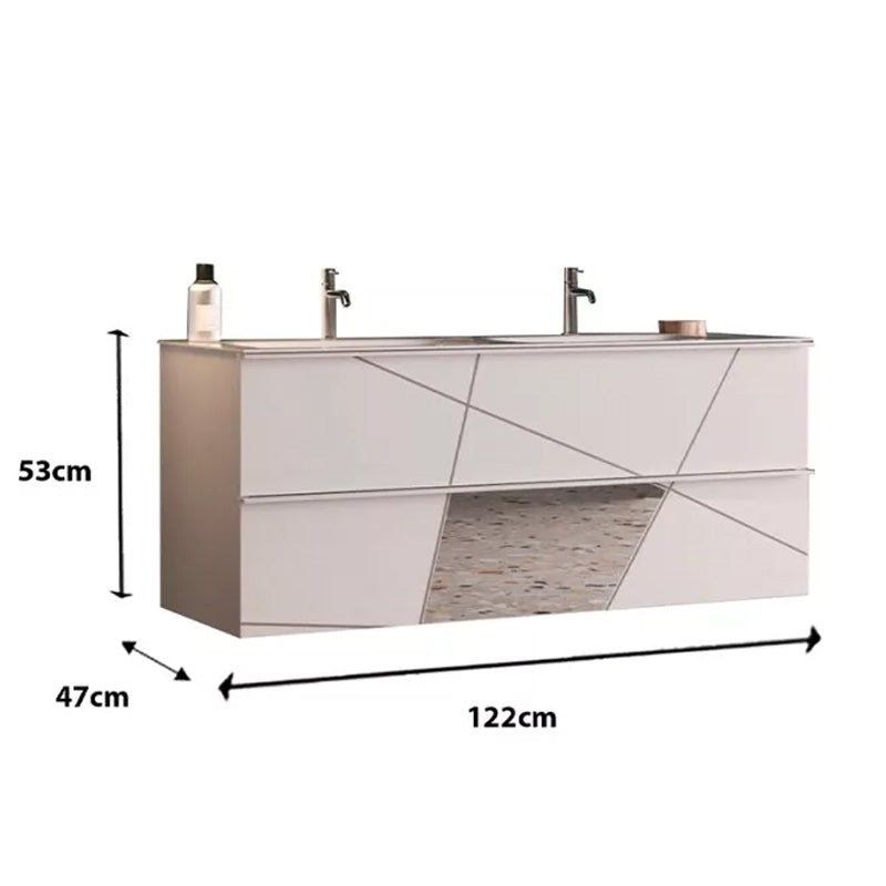 Meuble salle de bain suspendu ARREDOBAGNO CAMPANELLI Miroir - 2 tiroirs + double vasque 120cm