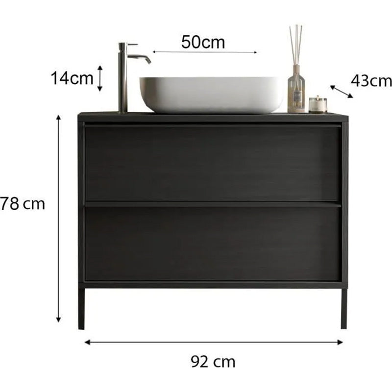 Meuble salle de bain sur pieds ARREDOBAGNO CAMPANELLI 2 tiroirs + vasque à poser 92cm